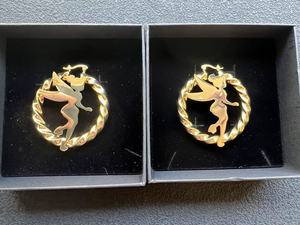 Pendientes de Aro de Bambú con Hilo Dorado y Letra Personalizada, con Diseño de Personajes de Dibujos Animados, para Mujeres y Niñas - Product Image 3