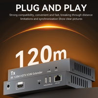 VegGieg Extensor KVM HDMI 4K 120m sobre IP con un solo cable Cat5e/6, 30Hz, Receptor Transmisor USB para Teclado, Ratón y Audio (TX/RX)