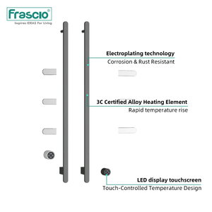<span class=keywords><strong>Scaldasalviette</strong></span> Elettrico di Design Frascio in <span class=keywords><strong>Acciaio</strong></span> <span class=keywords><strong>Inox</strong></span>, Portasciugamani Intelligente da Parete, Mensola Termoarredo Nera - Product Image 3