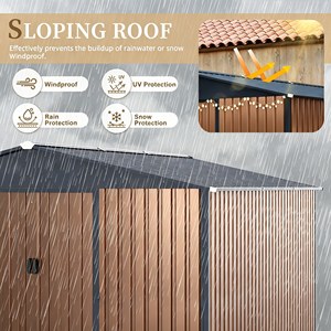 Abri <span class=keywords><strong>de</strong></span> jardin en métal galvanisé en aluminium 12*10FT le plus populaire, écologique, avec fenêtre transparente et portes latérales doubles pour le jardin - Product Image 4