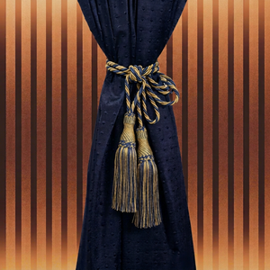 Classic Navy Blue <b>Curtain</b> Tiebacks with Gold Tassels Traditional Elegant Design for Window Drapes Accessories - Product Image 1