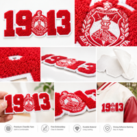 Écussons brodés en chenille personnalisés, style universitaire, effet pelucheux, thermocollants, type serviette, badges logo pour vêtements, chapeaux, sacs, uniformes