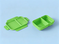 Boîte à lunch rectangulaire en plastique de 800 ml sans BPA, isolée, avec 2 compartiments étanches, qualité alimentaire, facile à transporter