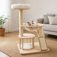 Arbre à chat en bois de chêne naturel, tour à chat, rampe à gratter en sisal, meubles pour chat d'intérieur à plusieurs niveaux