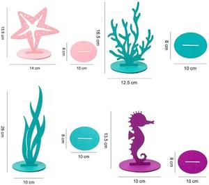 8 pièces de décorations d'anniversaire sirène vertes en feutre, centre de table, fournitures de décoration de fête <span class=keywords><strong>sous</strong></span>-marine pour thème océan - Product Image 5