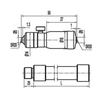Micromètres internes articulés avec tiges d'extension interchangeables de 50 à 150 mm