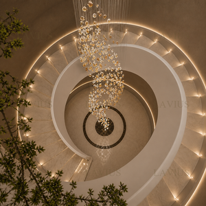 Lustre d'escalier en verre soufflé à la main |   <span class=keywords><strong>Suspension</strong></span> extra-longue |   Escalier de villa et hall d'entrée |   Personnalisé - Lavius - Product Image 2