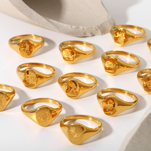 Anneau de chevalière tendance Instagram plaqué or 18 carats, en acier inoxydable imperméable, signe <span class=keywords><strong>du</strong></span> zodiaque, 12 signes astrologiques, pour femmes et hommes - Product Image 4