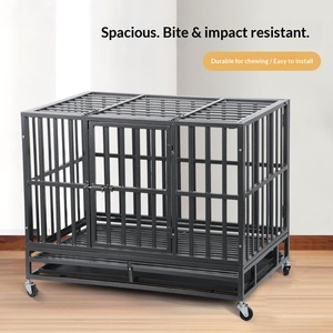 फोल्डेबल कुत्ते पिंजरे सार्वभौमिक पहियों विरोधी जंग स्प्रे पेंट करते हैं बड़ी जगह बड़े कुत्ते सभी स्टील ट्यूब टिकाऊ पालतू पिंजरे ट्रे के साथ - Product Image 6