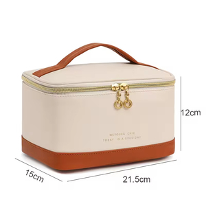 Promotion <span class=keywords><strong>pas</strong></span> <span class=keywords><strong>cher</strong></span> luxe PU <span class=keywords><strong>grande</strong></span> capacité maquillage sac organisateur Portable Durable fermeture éclair pochette suspendu cosmétique sac pour les femmes - Product Image 5