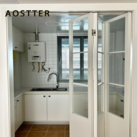 Puerta Plegable de Aluminio Extruido AOSTTER en Blanco Limpio con Doble Acristalamiento Low-E IGU y Diseño Anti-Pinch para Apartamentos de Lujo