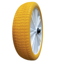 Prix d'usine 14 pouces PU mousse roue OEM couleur pneu symétrie moyeu en plastique pour toutes sortes de voitures jouets jardin Wagon roue remplacement