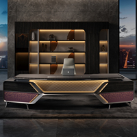 Meubles de bureau modulaires modernes, bureau de direction en forme de L de luxe, table de bureau de PDG et ensemble de chaises, bureau de direction italien