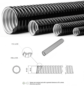 Tubería Conducto Eléctrico Corrugado Flexible <span class=keywords><strong>de</strong></span> PVC <span class=keywords><strong>de</strong></span> 1/2 Pulgada (16 mm) Resistente al Fuego, Recubierto <span class=keywords><strong>de</strong></span> PVC, con Revestimiento <span class=keywords><strong>de</strong></span> PVC Entrelazado - Product Image 3