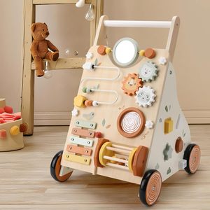 Premier cadeau pour bébé : jouet d'apprentissage de la marche en bois avec centre d'activités, pour enfants de 1, 2 et 3 ans, meubles en bois pour enfants - Product Image 2