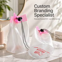 Sac à cordon en PVC transparent avec logo personnalisé, fond rond, pochette transparente pour emballage de cadeaux cosmétiques