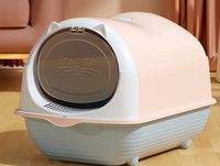 Bac à litière pour chat entièrement fermé, grand espace, nettoyage automatique, design anti-éclaboussures, en plastique PP, pour intérieur