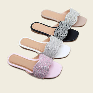 Summer Fashion <strong>Ladies</strong> Open-toe <strong>Flat</strong> <strong>Sandals</strong> Casual Breathable Rhinestone Wear Comfortable Hot Selling <strong>Ladies</strong> slippers - Product Image 1