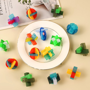Transparent <b>Plastic</b> Kongming Lock Puzzle Building <b>Blocks</b> For Kids Educational Assembly Toy 5-7 Years Old Unisex - Product Image 1