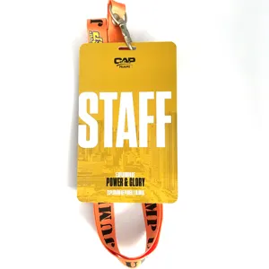 Tarjeta de identificación de tamaño personalizado para eventos, personal de trabajo, insignia de empleado, tarjeta de identificación de PVC con cordón