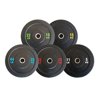 Vente en gros de plaques de poids en granules de caoutchouc multicolores avec logo personnalisé de 5 à 25kg, de 11 à 55lb pour l'entraînement physique en salle de sport