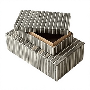Modern Luxury Square Handmade Printed Bone Inlay Jewelry Storage <b>Box</b> Indian Christmas Home Decorative Gift - Product Image 1