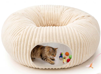 Tunnel pour chat pliable 2 en 1 avec 40 jouets interactifs pour chat, tube pour chat avec jouets pour chaton