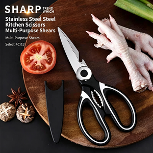 Ciseaux de cuisine multifonctionnels de qualité supérieure, manche en PP coloré, cisailles robustes et tranchantes, cadeau pratique pour l'inauguration d'une maison, pour la cuisine à domicile - Product Image 5