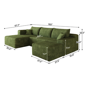 Sofá Seccional Convertible Cloud de 103 Pulgadas, Sofá Moderno Minimalista en Forma de L con Tapicería Confortable para Sala de Estar - Product Image 5