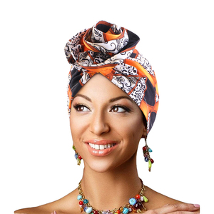 Accesorios para el cabello de alta calidad, dos piezas/juego, pañuelos con patrón Floral africano, pañuelo para la cabeza, turbante para quimio - Product Image 3