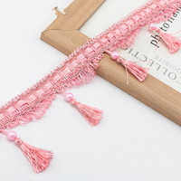 Franges de dentelle pour rideaux de 10 cm, décoration de tissu de rideaux, dentelle à bordure inférieure, dentelle de mariage, boules de perles suspendues