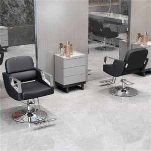 Silla de Peluquería Reclinable <span class=keywords><strong>y</strong></span> Giratoria de Cuero PU para Salón, Sillas de Barbería con Rotación de 360 Grados - Product Image 3