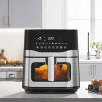 Friteuse à air électrique numérique moderne 9L carrée avec écran tactile, protection contre la surchauffe, nettoyage facile, cuisson rapide, idéale pour hôtels (version US)