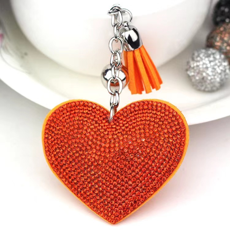Single Keychain Direct Selling Love Heart Shape Single Color Keychain Bag Charm Pendant ...