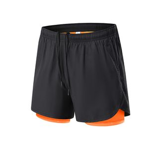 Pantalones cortos deportivos para correr informales de verano personalizados para hombre con cordón, pantalones cortos de cintura media, patrón de bolsos laterales de Color sólido - Product Image 1