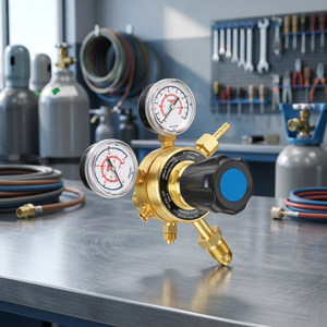 Regulador de presión de gas acetileno con manómetro y accesorio de soldadura estilo británico para tuberías - Product Image 3