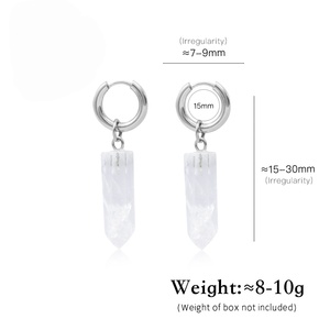 Anillo de Acero Inoxidable Dorado y Plateado de Moda, Columna Hexagonal, Pendientes de Cristal Blanco, Joyería de <span class=keywords><strong>Piedras</strong></span> Preciosas para Mujer, Regalo para Amiga - Product Image 2