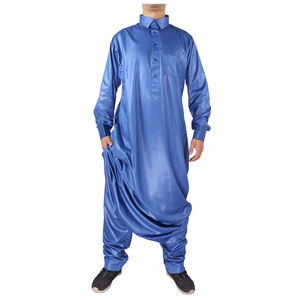 Jalabiya Musulmana de Color Liso <span class=keywords><strong>Estilo</strong></span> Árabe Saudí Al Haramain 2023 al por Mayor, Thobe de Oración de 2 Piezas con Pantalón <span class=keywords><strong>para</strong></span> <span class=keywords><strong>Hombre</strong></span> - Product Image 1