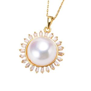 Colgante de Plata S925 con Collar de Girasol Vacío, Accesorios para Perlas DIY, Cuentas Redondas de 11-12 mm, Fornituras de Joyería, Bolsa de Empaque 30278 - Product Image 3