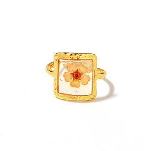 Stainless Steel <b>Ring</b> 18k Gold Plated <b>Titanium</b> Steel Square Flower Inlay Women's Fashion Jewelry Gift - Product Image 5