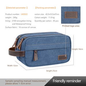 Nuevo Neceser de Lona Portátil con Logotipo Personalizado para Bolsa con Cierre de Cremallera para Viajes de Hombre - Product Image 4