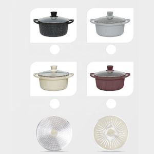 Vente directe du fabricant, 10 pièces, ensemble de batterie de cuisine en aluminium avec revêtement antiadhésif en pierre de granit, design moderne, pour cuisinière à induction - Product Image 4