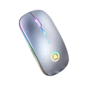 Preço de fábrica A2 Ergonômico Novo Mini Ultra-Fino Mouse Sem Fio Mudo Silencioso Recarregável LEVOU Luzes Coloridas Do Rato Do Computador