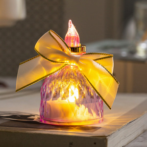 2026 New Christmas LED Bow Candle Lamp Wholesale Plastic Simulation Flame <b>Light</b> Battery Powered Small Night <b>Light</b> - Product Image 4