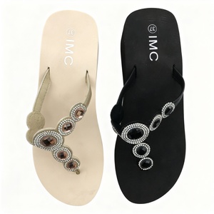 รองเท้าแตะรัดส้นประดับคริสตัลหรูหราสำหรับฤดูร้อน รองเท้าส้นเตารีดแฟชั่นประดับเพชร พื้นหนา รองรับ OEM ODM - Product Image 1