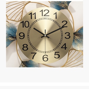 All'ingrosso grande metallo orologio da parete Ginkgo foglia pavone Art Designer movimento al quarzo personalizzato silenzioso <span class=keywords><strong>soggiorno</strong></span> parete decorativa - Product Image 2