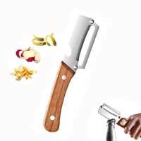 Éplucheur de légumes multifonctionnel avec couteau, manche en bois, 2 en 1, éplucheur de légumes en acier inoxydable, éplucheur de pommes de terre avec ouvre-bouteille
