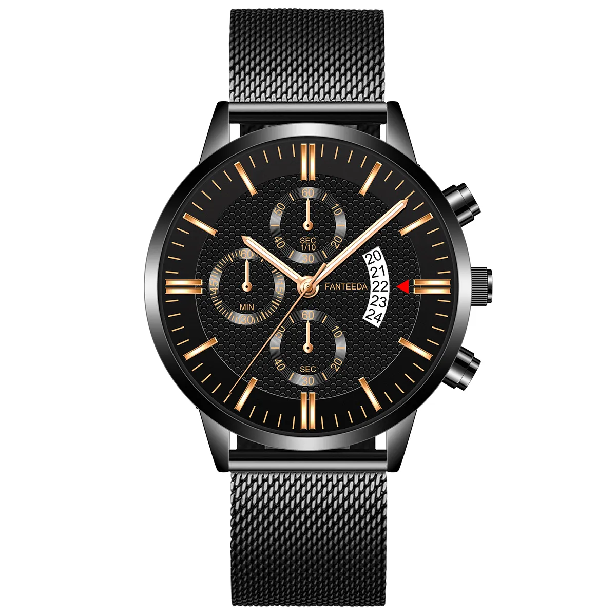 4306 Mode Herren Minimalismus Uhren Herren Business Leuchtende Uhr Klassische Black Steel Mesh Gürtel Quarzuhr