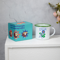 12oz personnalisé émail tasse Camping lait thé tasse à café Logo en gros pas cher métal usine Souvenir blanc feu de camp Vintage tasse