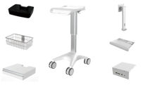 Troli Komputer Medis Laptop Pallet Penyangga Scanner Oral Trolley Mobile Konstruksi Aluminium+Plastik ABS 4 Roda Senyap Rumah Sakit